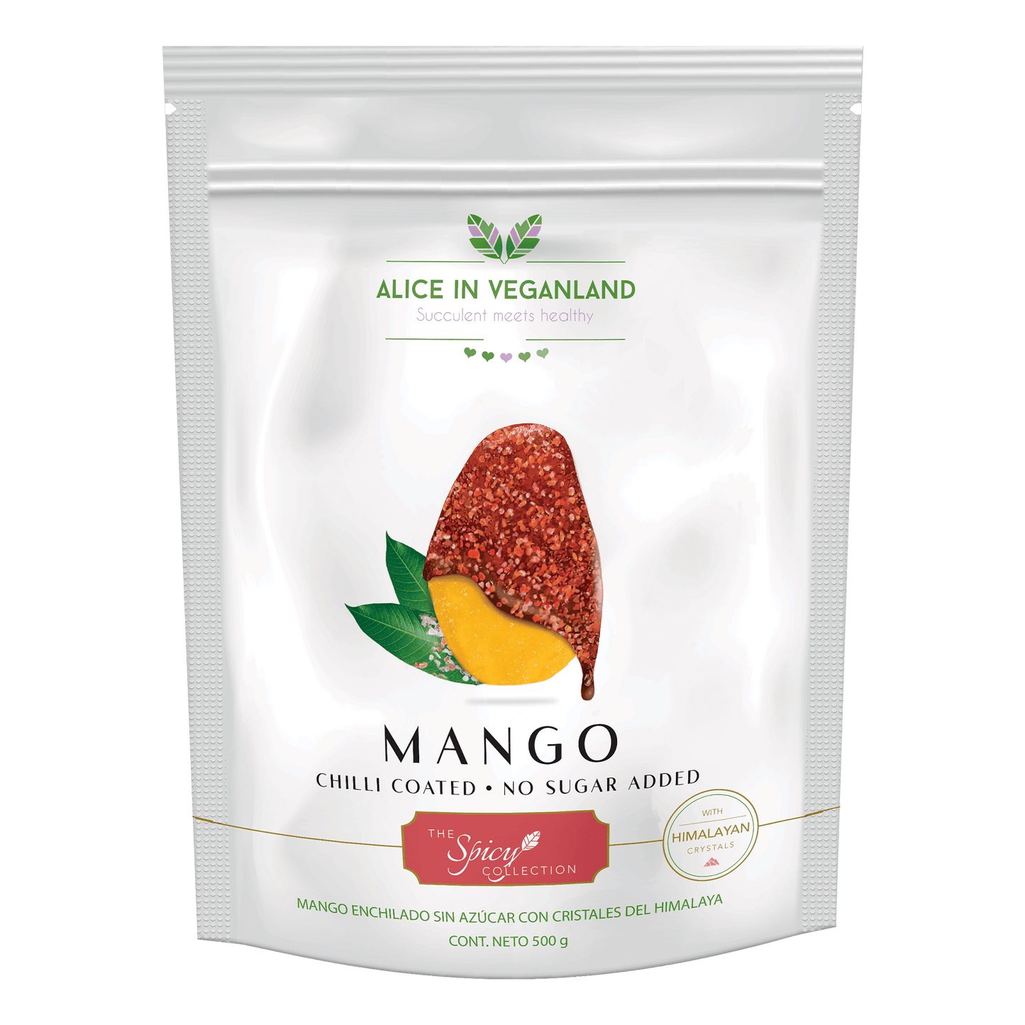 Mango enchilado sin azúcar. Bolsa con 500 gramos.