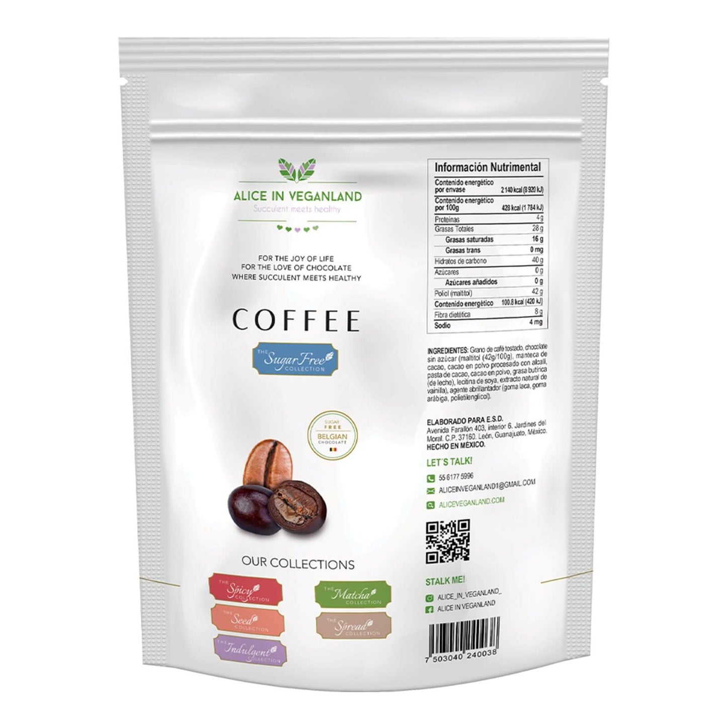 Café con chocolate sin azúcar. Bolsa con 500 gramos.